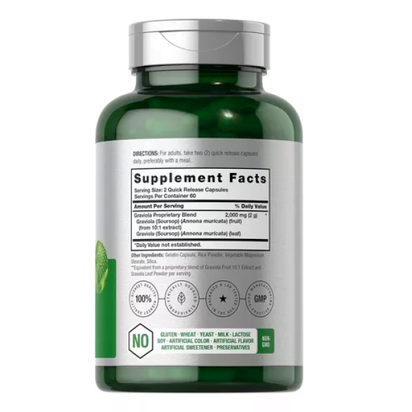 Graviola 2000 Mg Capsulas 120u De Fruta  Horbaach - Imagen 2