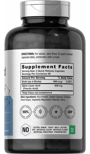 Acido Alfa Lipoico Premium 240 Cápsulas 600mg Eg A85 Sabor Nd – Biogate Argentina