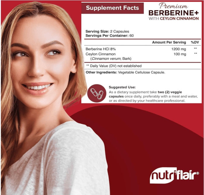 Berberina 1200 mg Premium 120 Cápsulas Nutriflair - Imagen 2