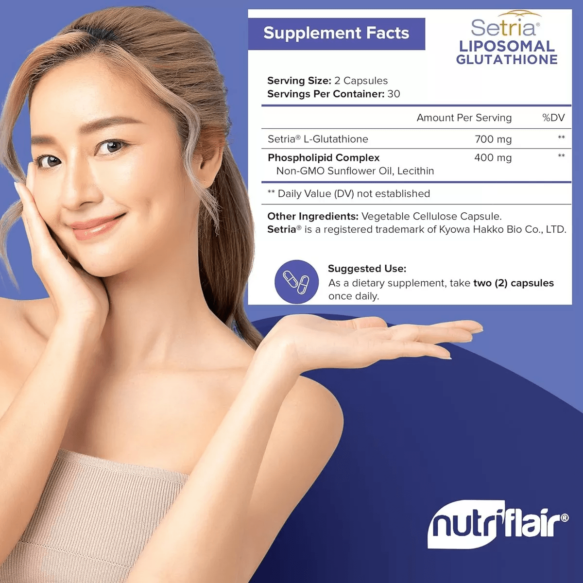 Glutation Liposomal 700 Mg 60 Capsulas  Nutriflair - Imagen 2