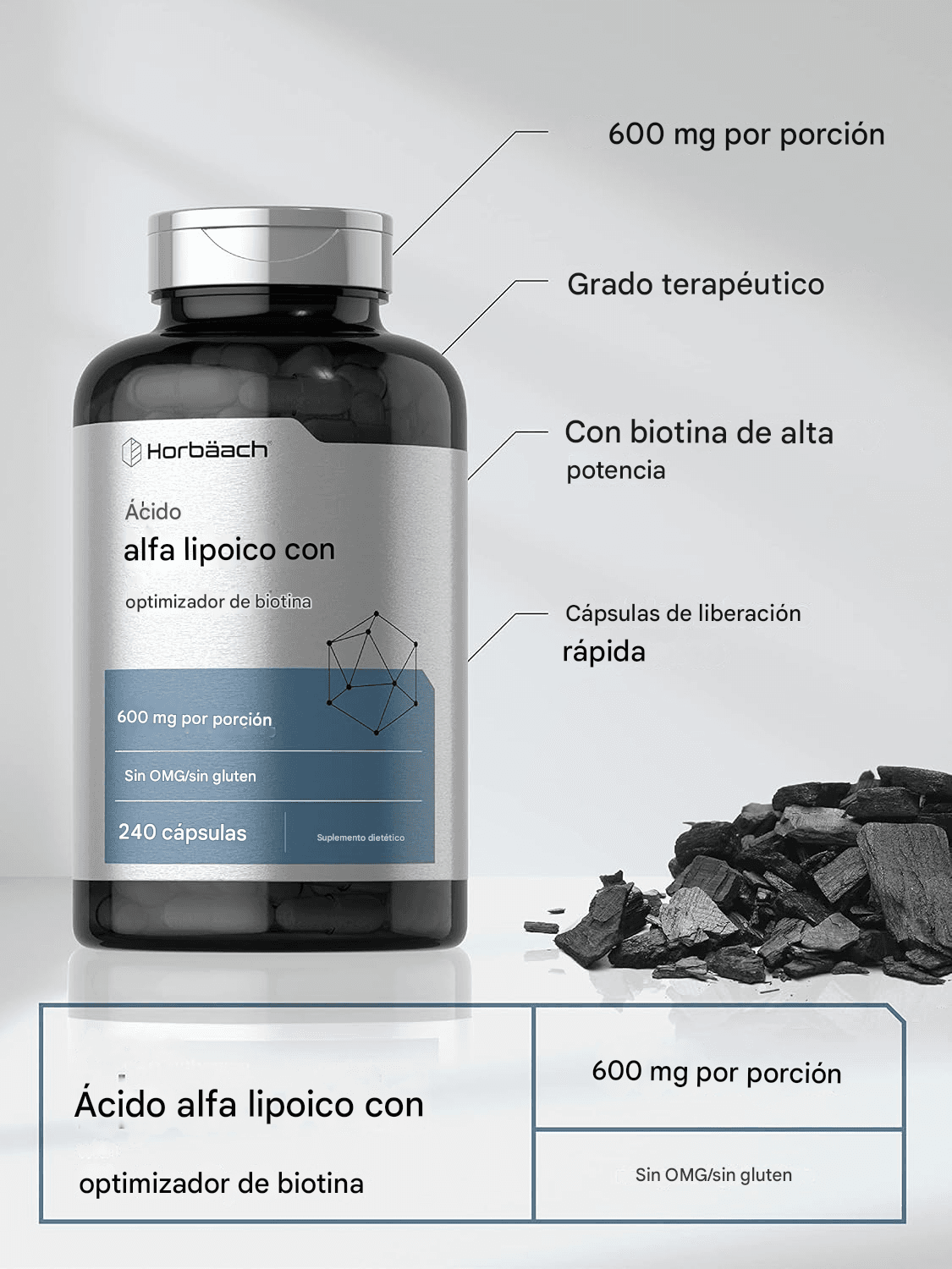 Acido Alfa Lipoico Premium 240 Cápsulas 600mg Eg A85 Sabor Nd – Biogate Argentina