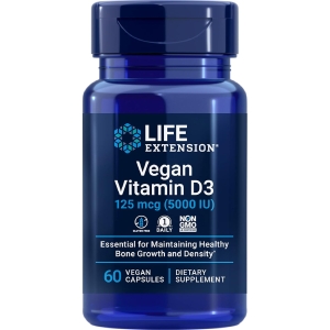 Suplemento Vitamina D3 Vegana Life Extension 125 Mcg 60C