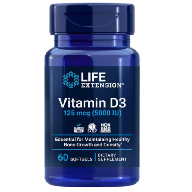 Vitamina D3 125 Mcg (5000 iu) 60 Capsulas Life Extension