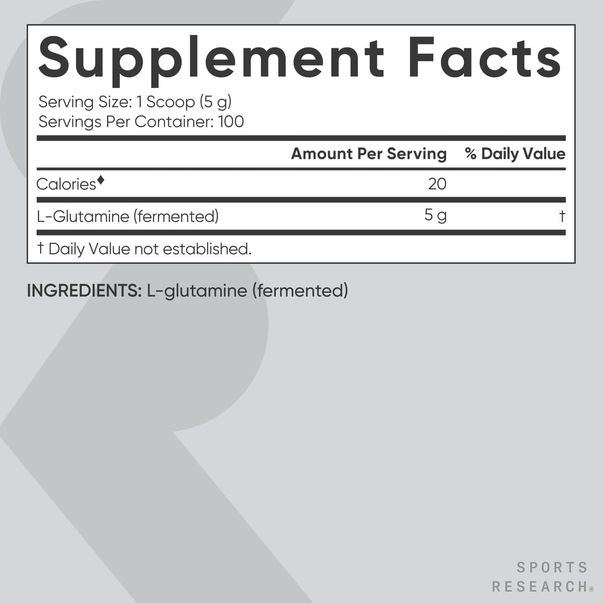 L-Glutamina 500 G 100 Porciones Sports Research – Biogate Argentina