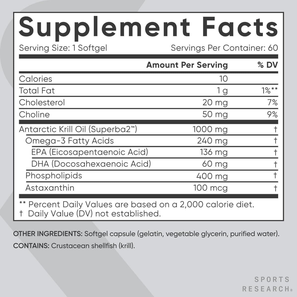 Omega-3 Krill Oil Astaxanthin 60 Capsulas Sports Research - Imagen 4