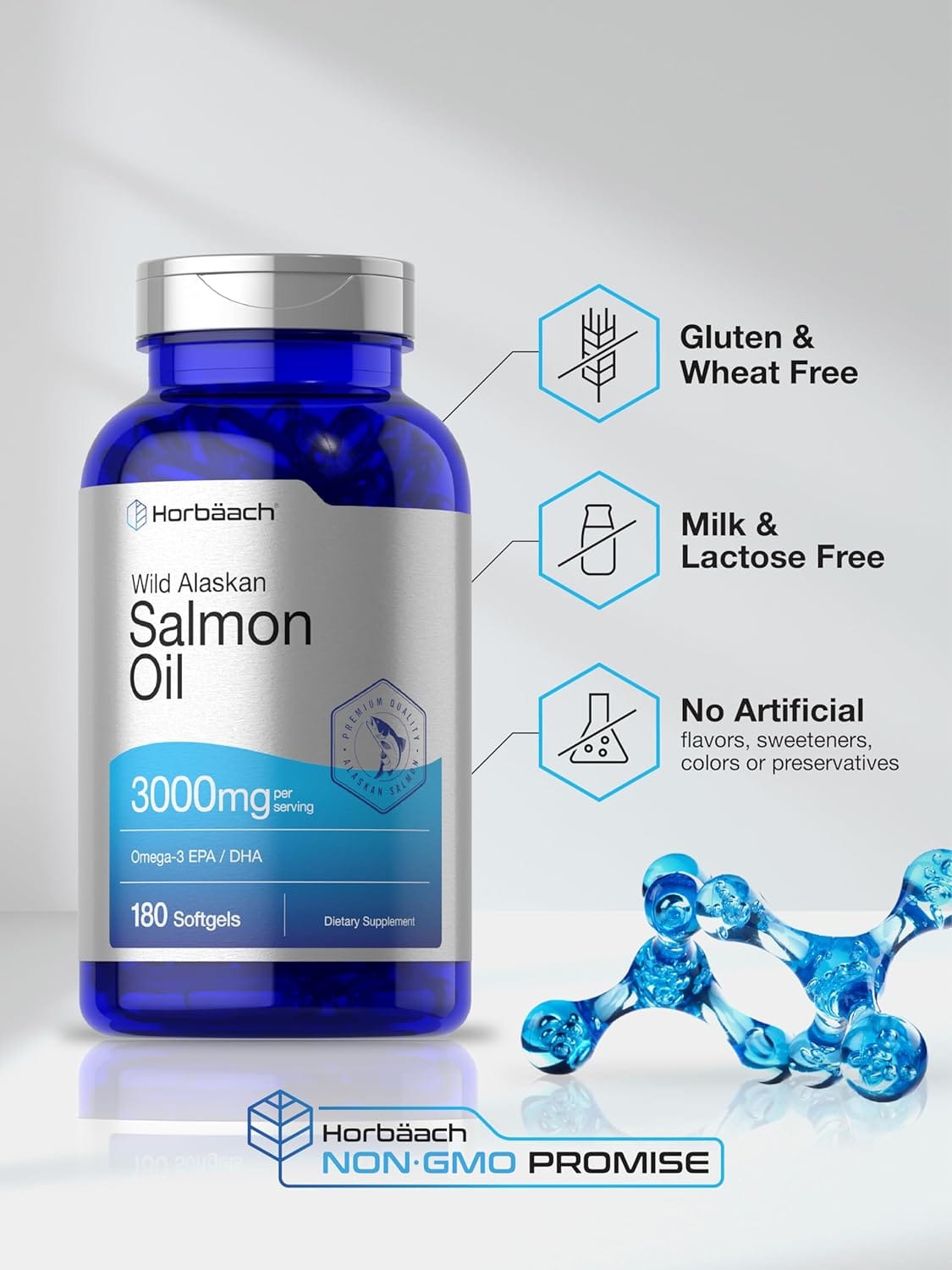 Suplemento Aceite De Salmon Horbaach 3000 Mg 180 Capsulas - Imagen 3