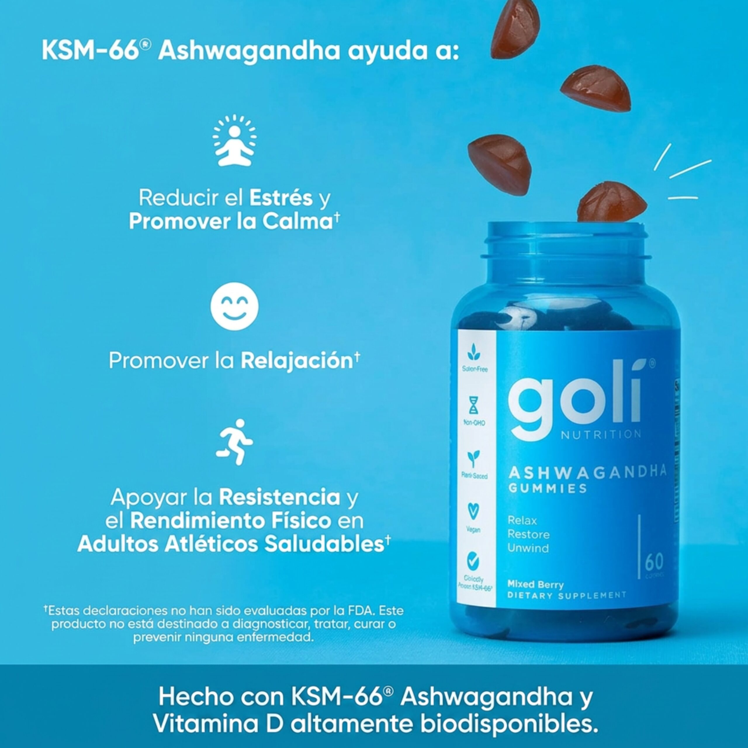 Suplemento 60 Gomitas Goli Ashwagandha Y Vitamina D Ksm-66 – Biogate Argentina