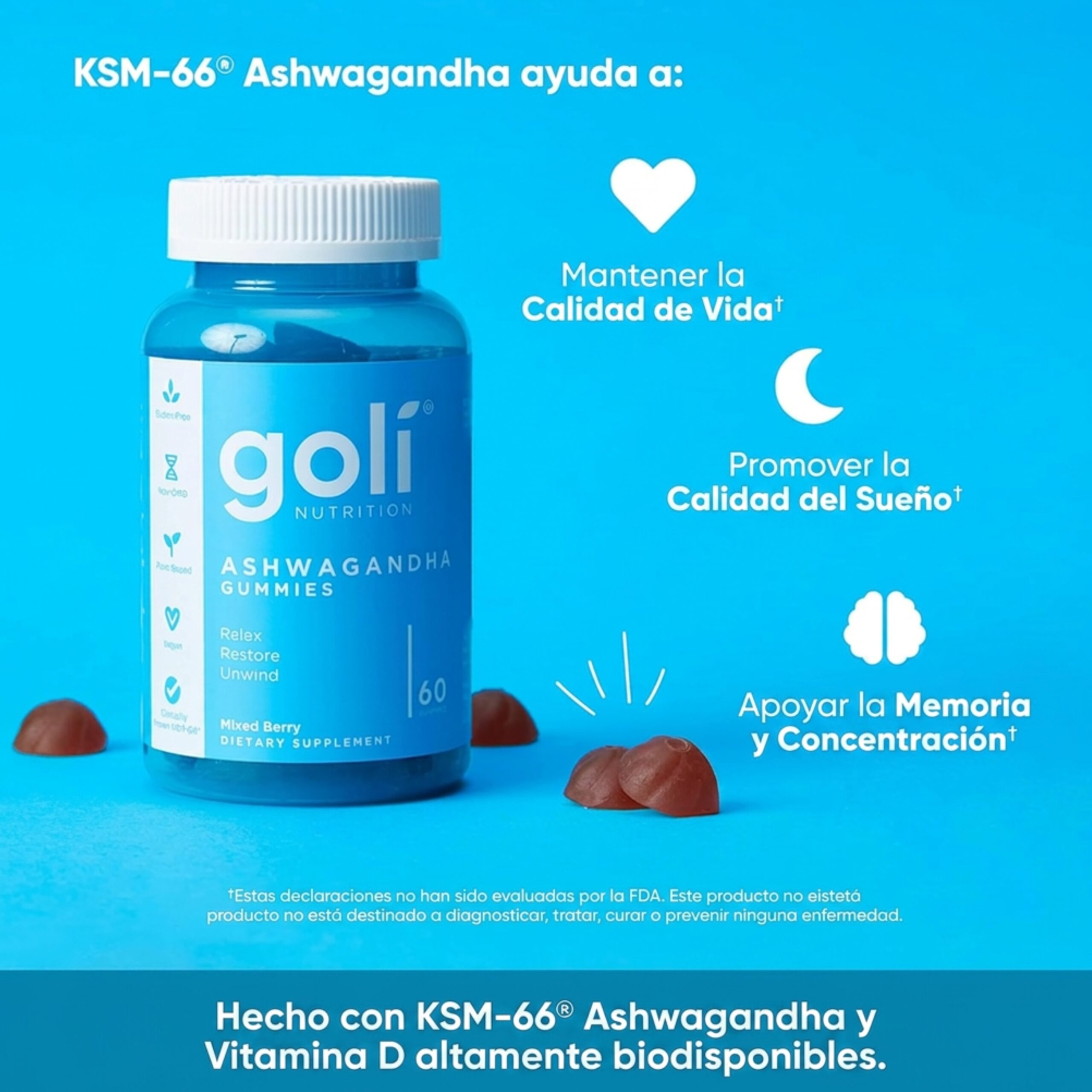 Suplemento 60 Gomitas Goli Ashwagandha Y Vitamina D Ksm-66 – Biogate Argentina