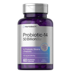 Horbaach Probióticos 14 cepas probióticas con prebióticos 60 cápsulas 50 billion