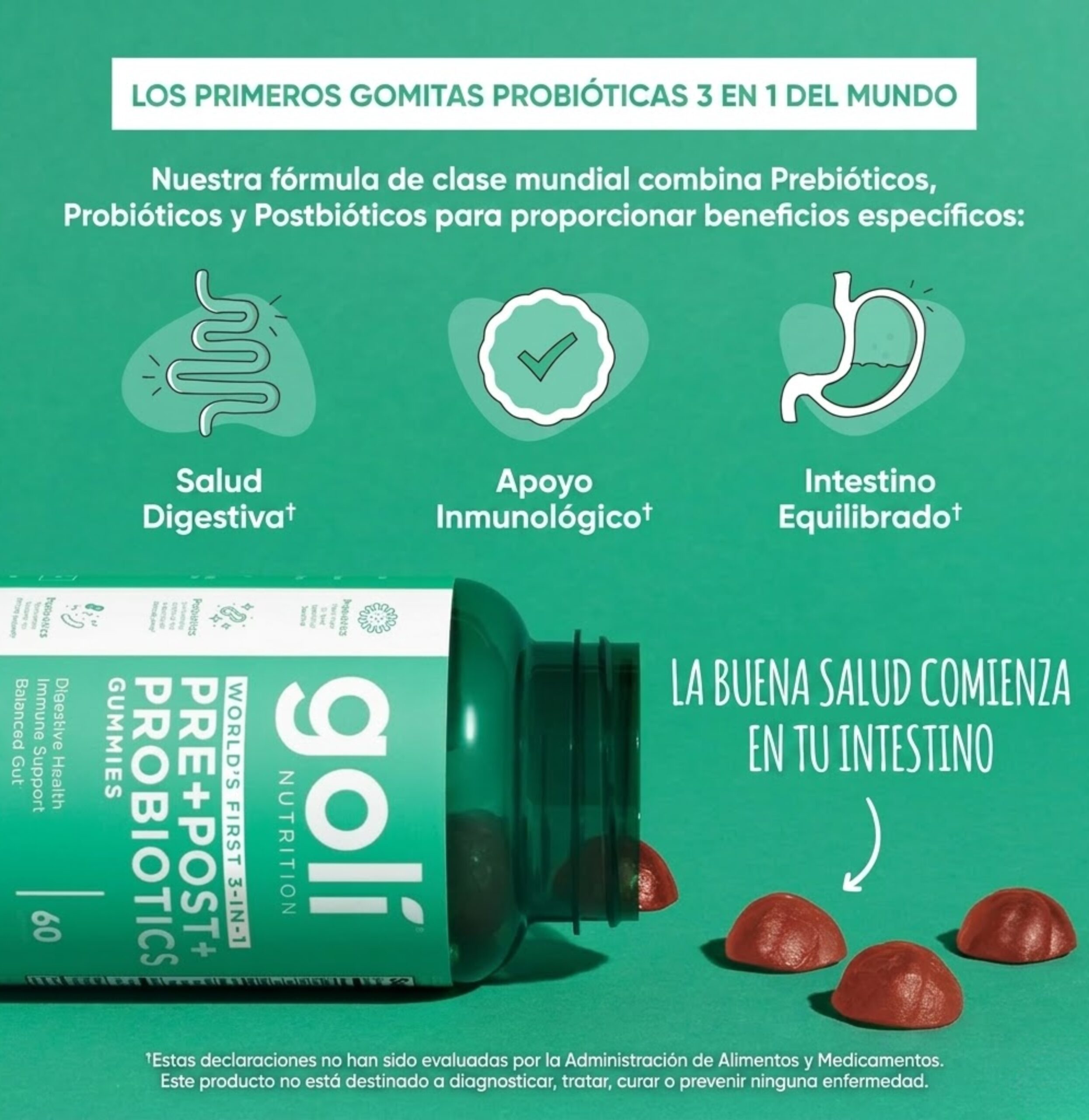 Gomitas Goli 3 en 1 de Probióticos, 60 unidades - Imagen 2