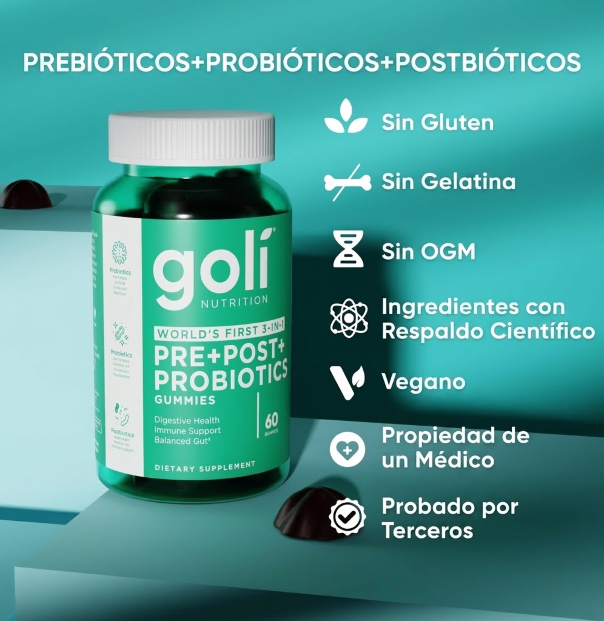 Gomitas Goli 3 en 1 de Probióticos, 60 unidades - Imagen 4