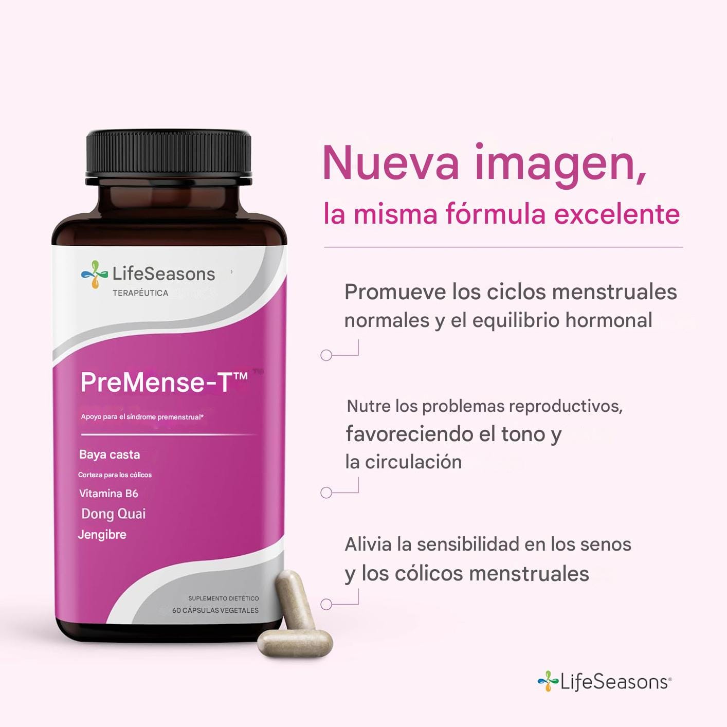 LifeSeasons PreMense-T Suplemento para el alivio del síndrome Premenstrual,60 cápsulas – Biogate Argentina