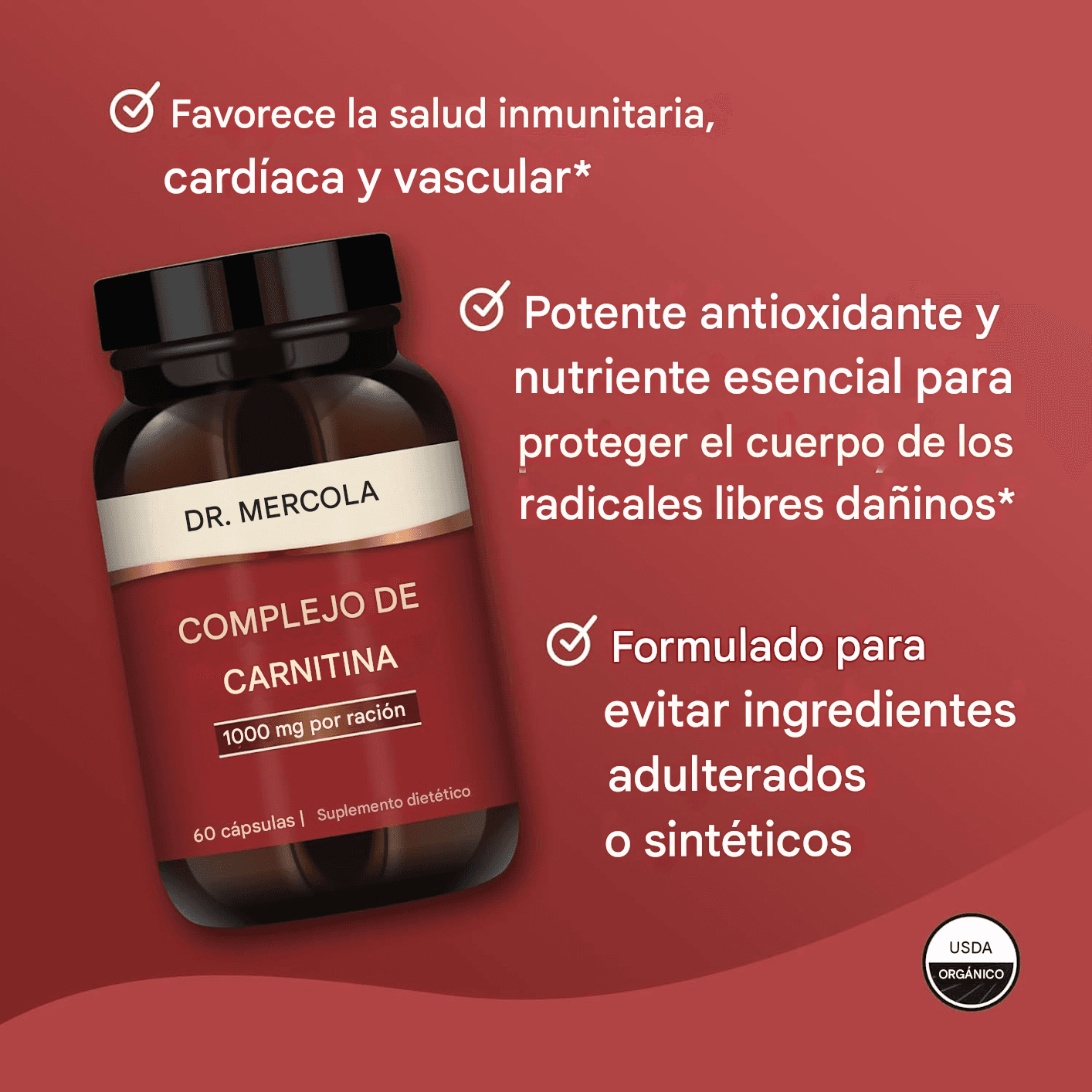 Complejo de Carnitina 1000 mg 60 cápsulas Dr. Mercola – Biogate Argentina