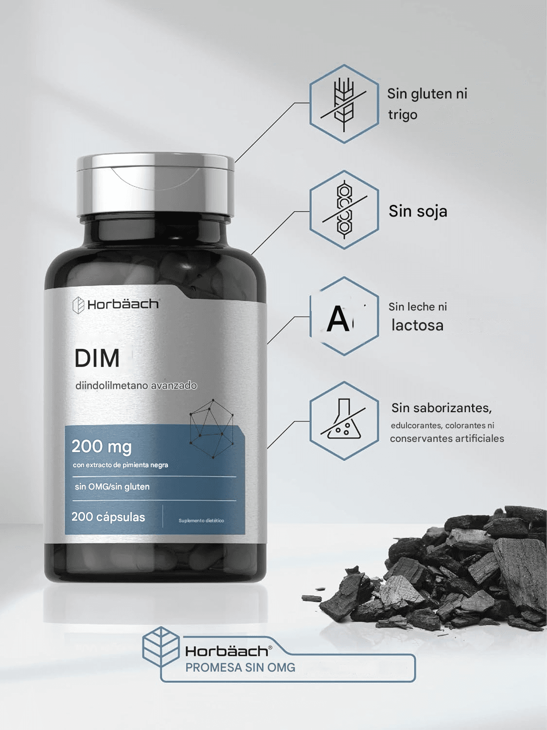 DIM Diindolilmetano avanzado 200 mg 200 cápsulas Horbaach - Imagen 4