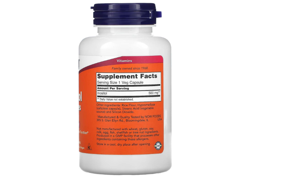 NOW Inositol Capsules 500 mg 100 capsulas – Biogate Argentina