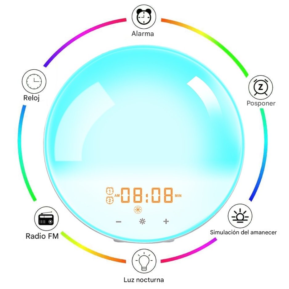 Despertador Reloj Con Luz Led De 7 Colores Con Alarma Multicolor – Biogate Argentina