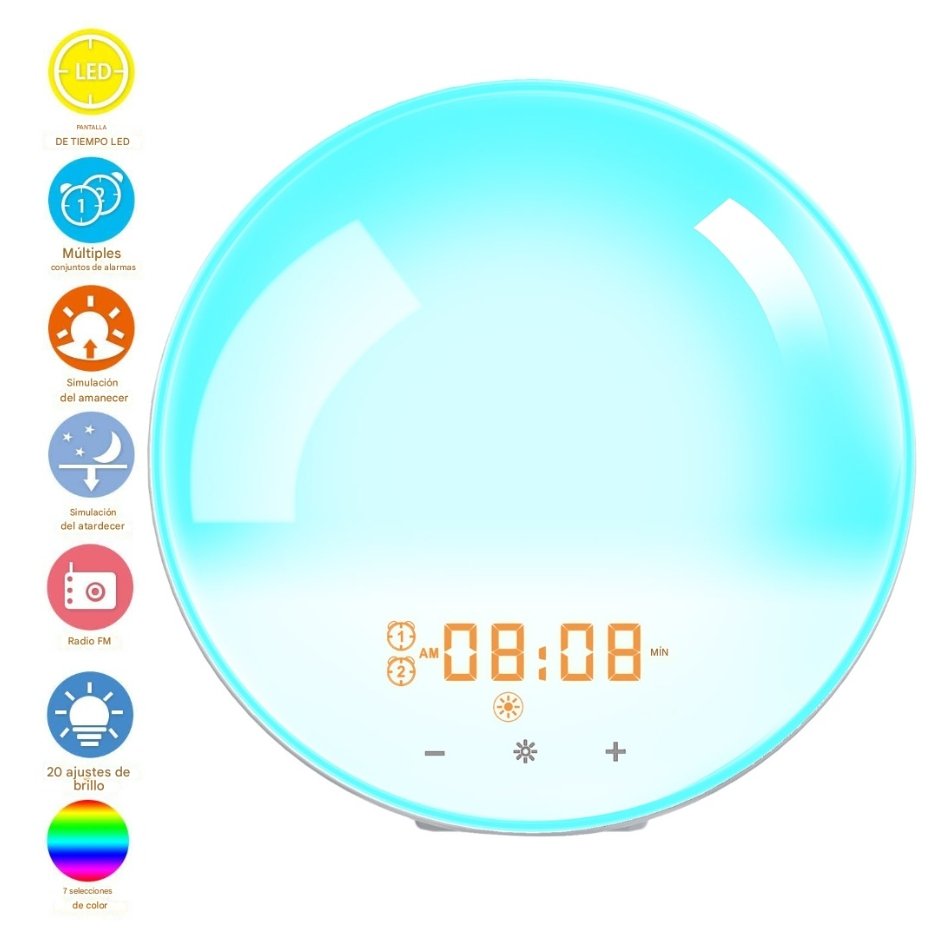 Despertador Reloj Con Luz Led De 7 Colores Con Alarma Multicolor – Biogate Argentina