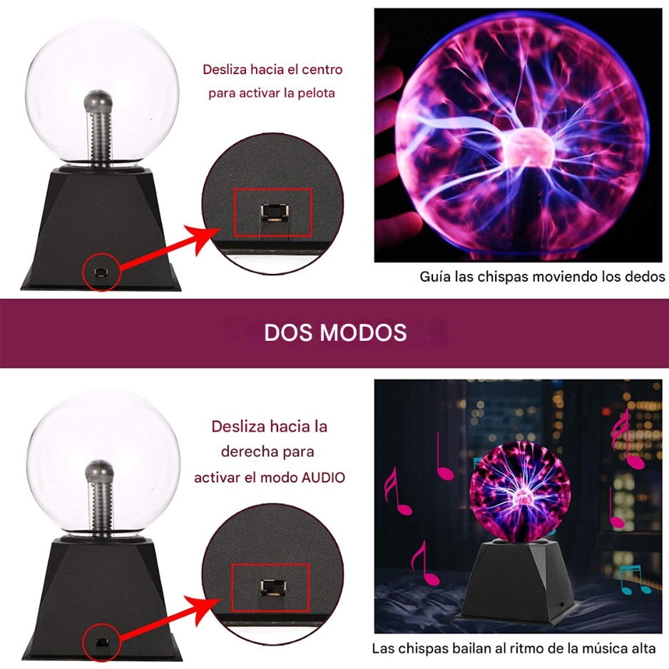Lámpara de Bola de Plasma Interactiva de 5 pulgadas - Imagen 4