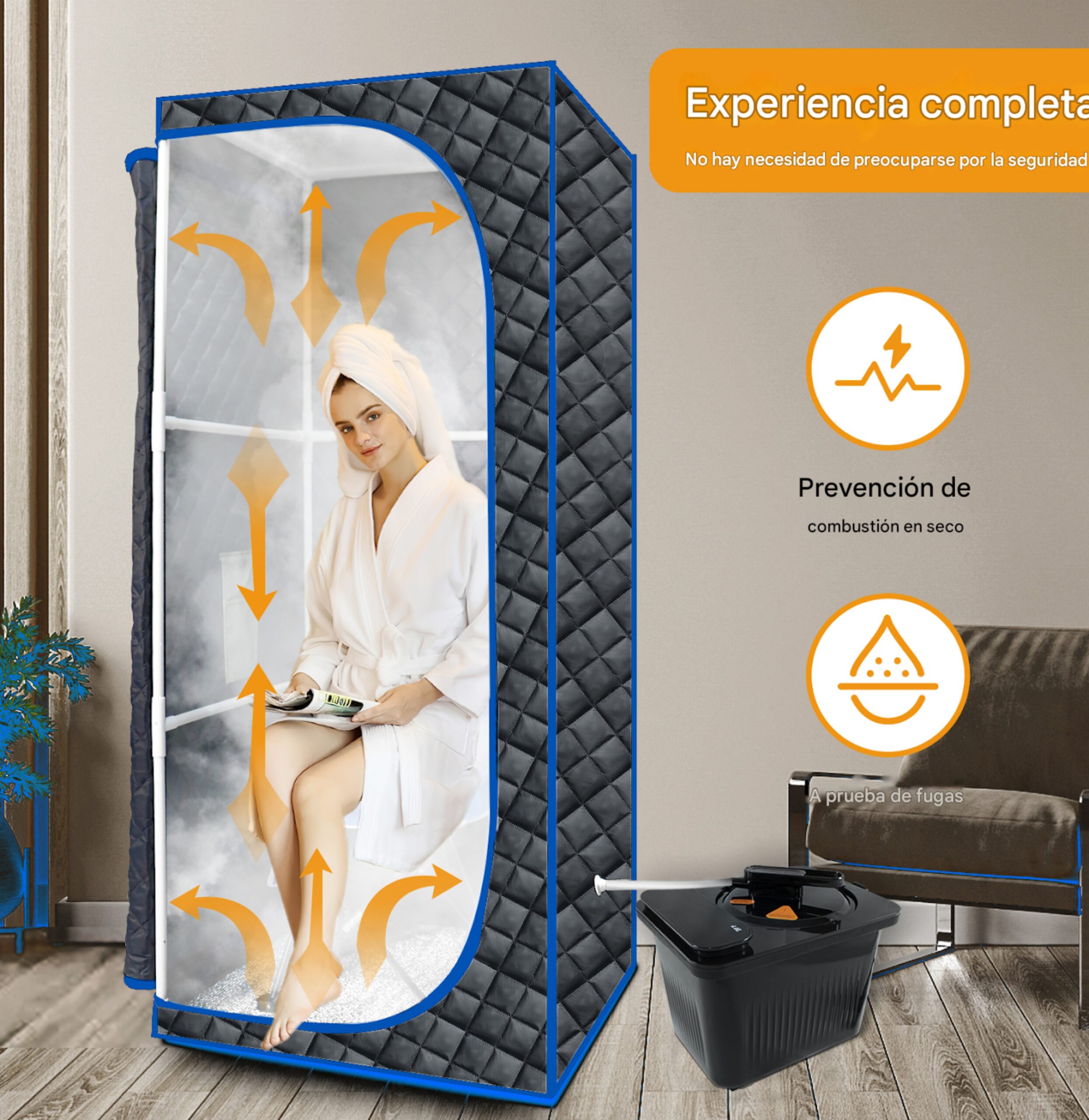 Sauna de Vapor Plegable Terapia de Calor Avanzada para Sala de Estar - Imagen 9