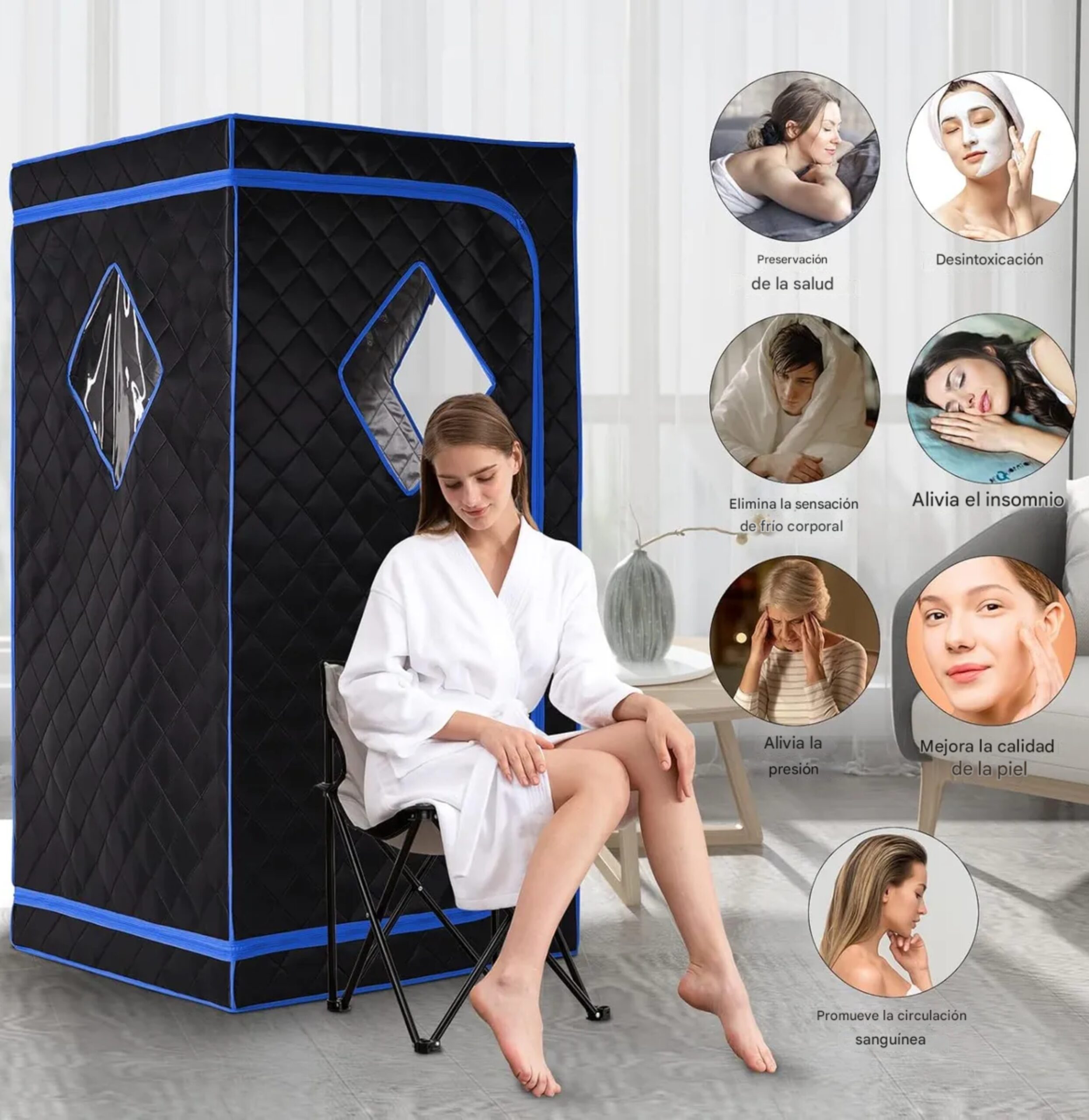 Sauna de Vapor Plegable Terapia de Calor Avanzada para Sala de Estar - Imagen 5