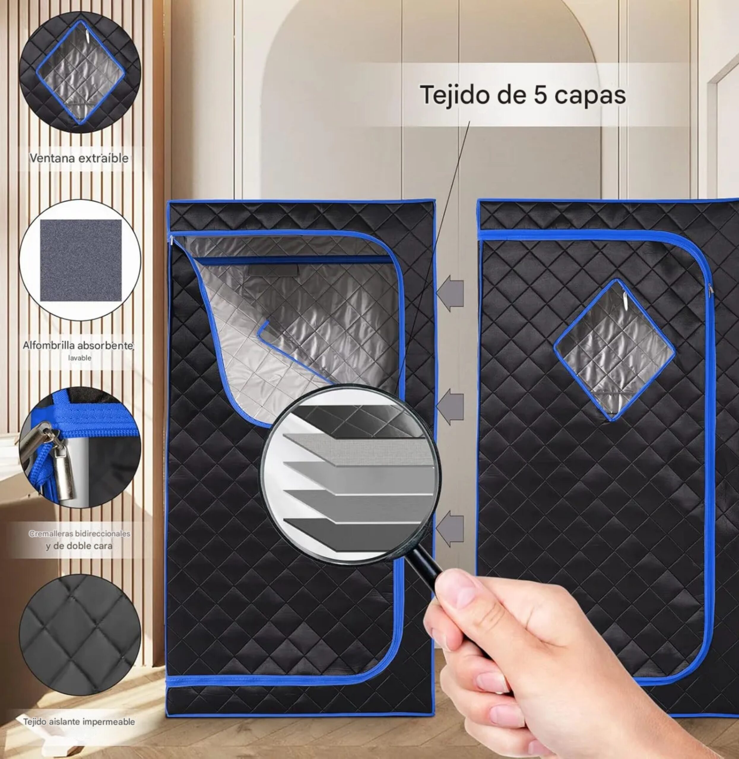 Sauna de Vapor Plegable Terapia de Calor Avanzada para Sala de Estar - Imagen 3