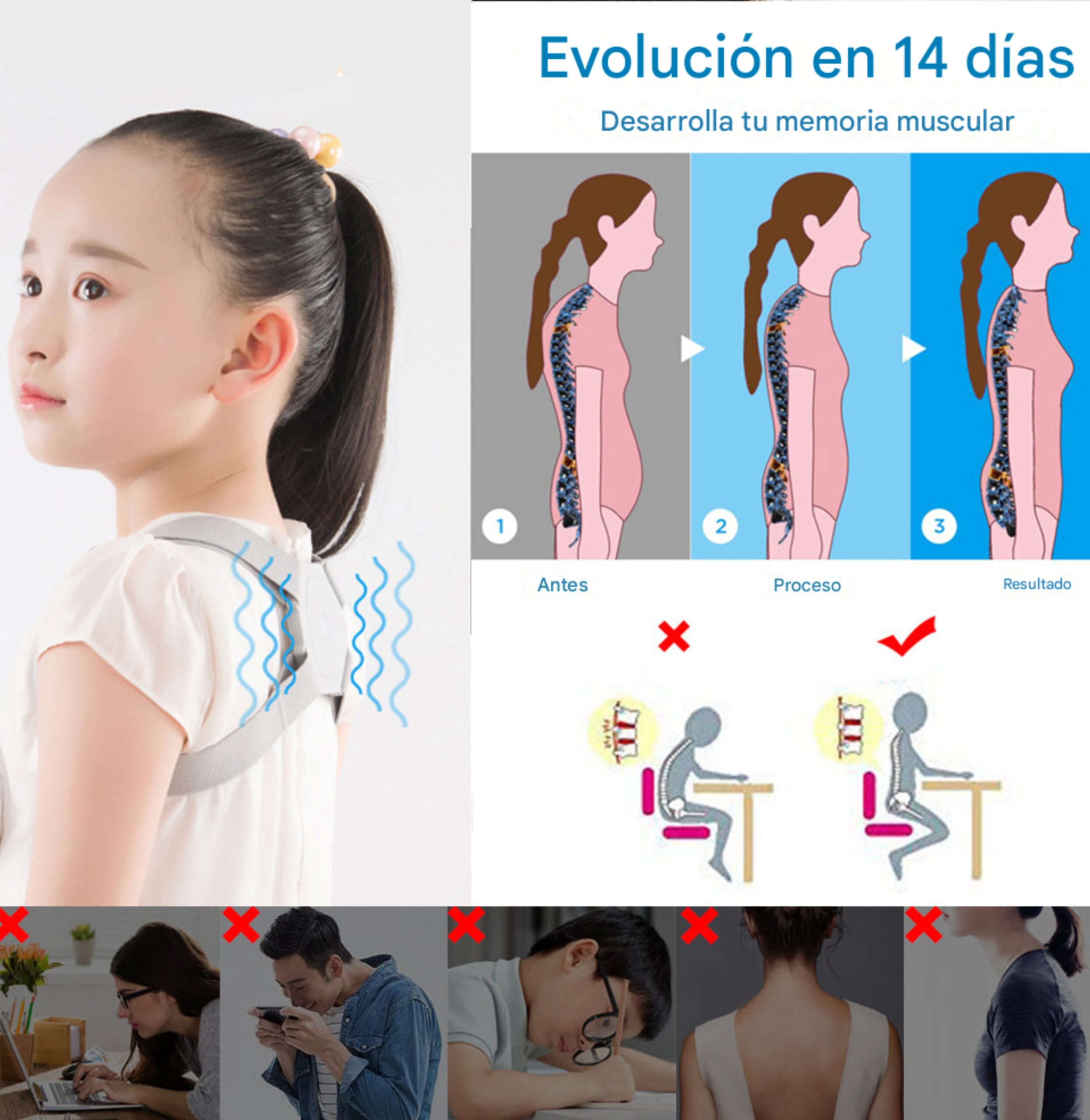 Corrector de Postura con Vibración y Soporte Ajustable – Biogate Argentina