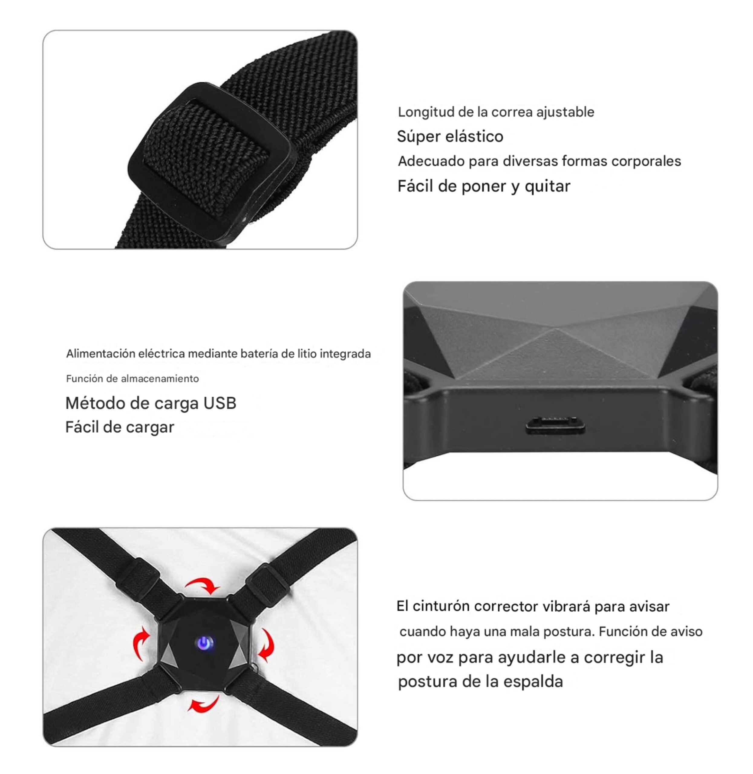 Corrector de Postura con Vibración y Soporte Ajustable – Biogate Argentina