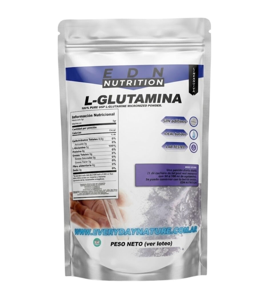 L-Glutamina USP Pura EDN Nutrition 500g 100 Servicios – Biogate Argentina