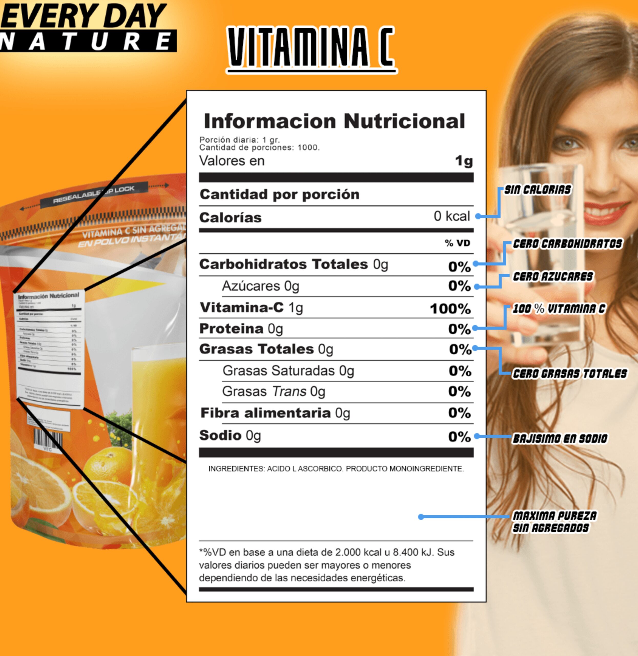 Vitamina C Acido L-Ascorbico Every Day Nature 2 kg - Imagen 3