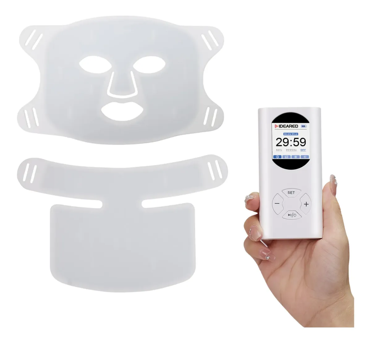Máscara Led Silicona Facial Y Cuello Fototerapia Profesional