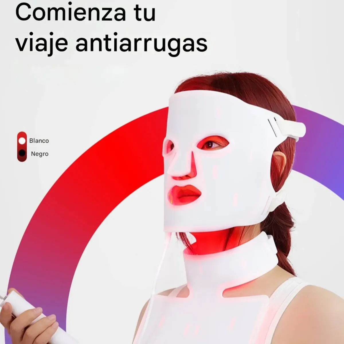 Máscara Led Silicona Facial Y Cuello Fototerapia Profesional - Imagen 4