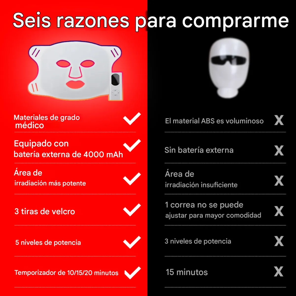 Máscara Led Silicona Facial Y Cuello Fototerapia Profesional - Imagen 3